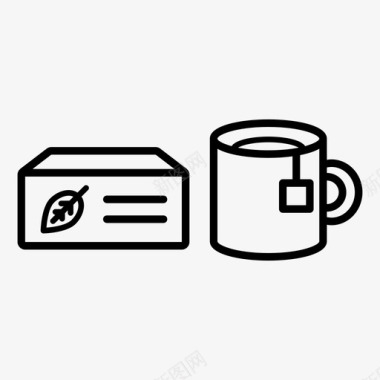茶盒和热茶煮咖啡热茶图标