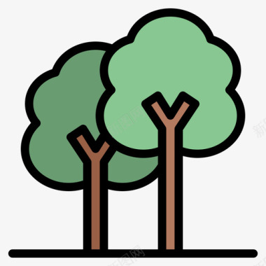 树木生态环境11线形色彩图标
