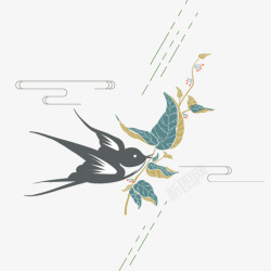 中国古风水墨水彩手绘燕子免扣透明PS设计73中国古素材