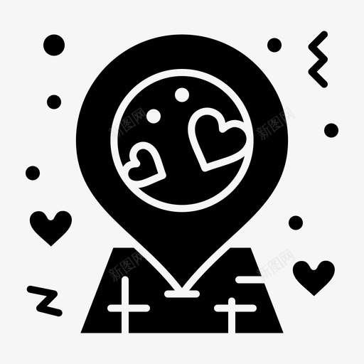 位置爱别针svg_新图网 https://ixintu.com 位置 别针 情人节 实心 字形