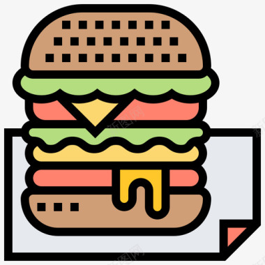 汉堡野餐72线性颜色图标