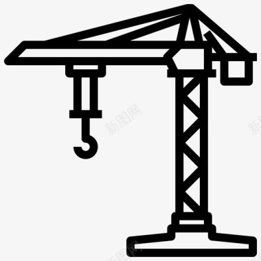 塔式起重机建筑和施工8直线式图标