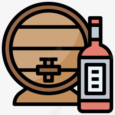 桶葡萄酒17线性颜色图标