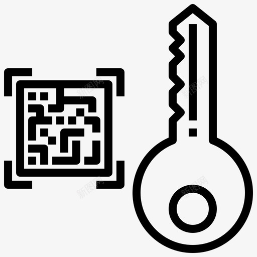 钥匙条形码和二维码12线性svg_新图网 https://ixintu.com 钥匙 条形码 二维 线性