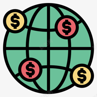 地球仪金融55线性颜色图标
