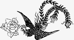 手绘水彩凤凰水墨火焰中国风透明图案68手绘水彩凤凰素材