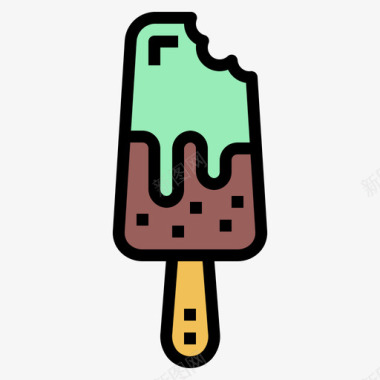被咬冰淇淋40线性颜色图标