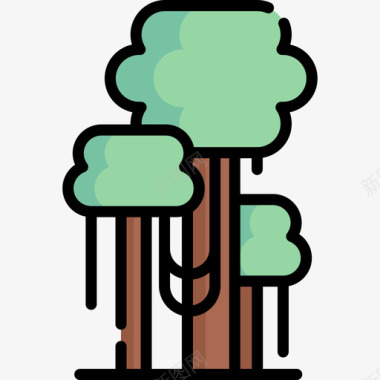 树木雨林7线形颜色图标