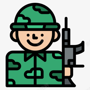 士兵职业24线性颜色图标