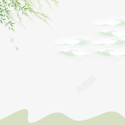 中国古风水墨柳树柳枝透明后期美化装饰设计72中国古素材