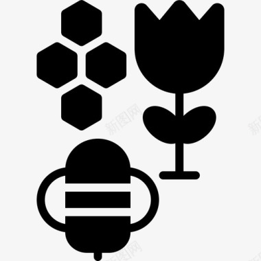 蜜蜂和花农业蜂巢图标