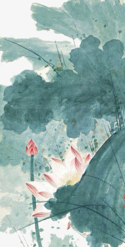 中国古风水墨花手绘水彩植物花卉装饰透明ps20中国素材