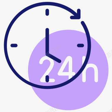 24小时日历和时钟线性颜色图标