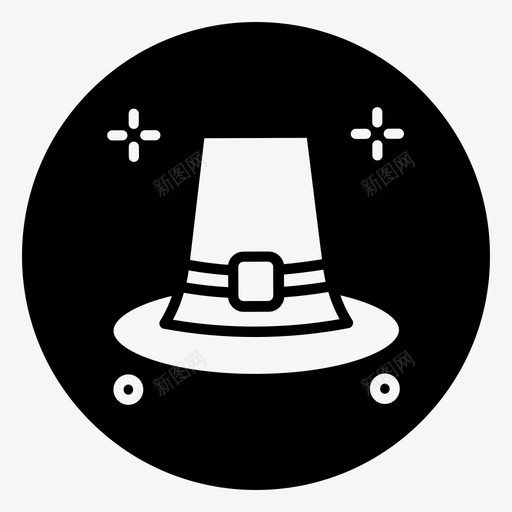 感恩节帽子魔法帽svg_新图网 https://ixintu.com 感恩节 帽子 魔法 感谢 黑色 填充 减去 前面