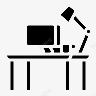 办公桌电脑家具图标