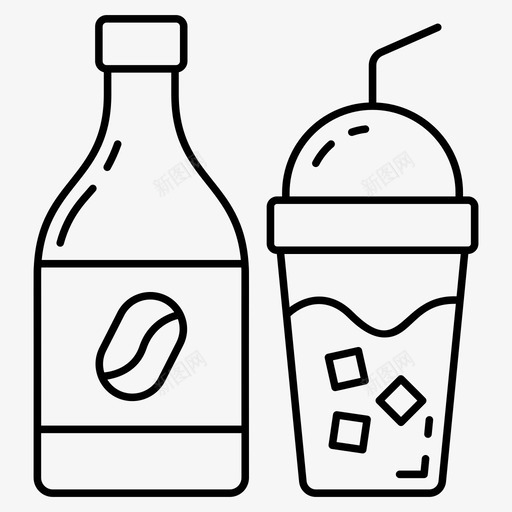 冷咖啡饮料汽水svg_新图网 https://ixintu.com 咖啡 饮料 汽水 果汁 食品 线图 图标
