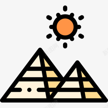 金字塔非洲23线形颜色图标