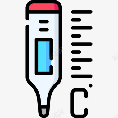 温度计检疫3线性颜色图标
