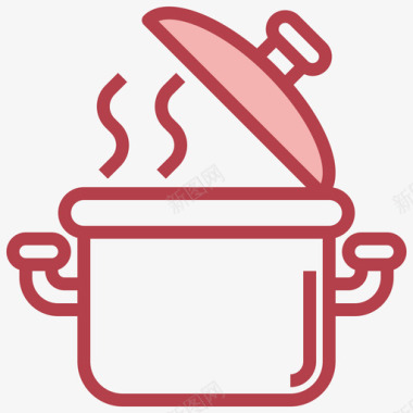 锅烹饪126红色图标