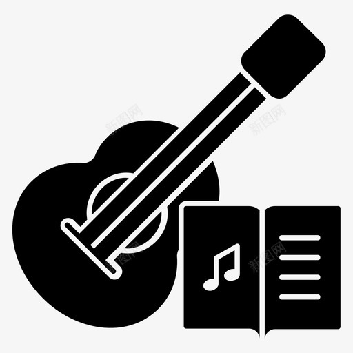 音乐课电吉他音乐书svg_新图网 https://ixintu.com 音乐 吉他 乐器 旋律 教育 科学 雕文 图标