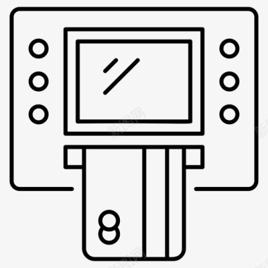 自动取款机旅行和酒店字形图标图标