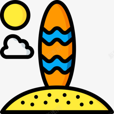 冲浪板夏季运动会3线性颜色图标