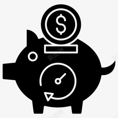 小猪钱箱现金箱储蓄货币图标