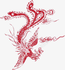 手绘水彩凤凰水墨火焰中国风透明图案52手绘水彩凤凰素材