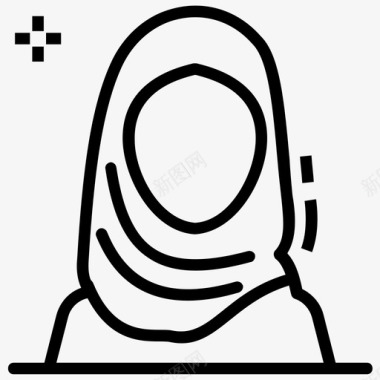 穆斯林妇女化身阿拉伯妇女伊斯兰女孩图标