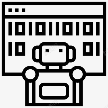 二进制代码机器人工程13线性图标