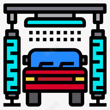 洗车汽车服务77线性颜色图标