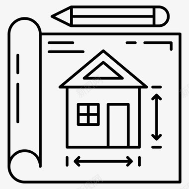 房屋规划建筑草图施工图图标