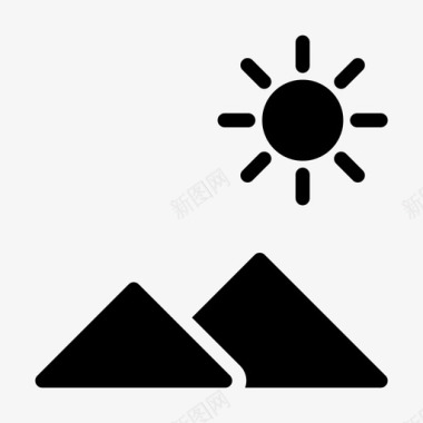 太阳照耀山脉自然天气图标