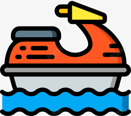 摩托艇夏季运动会3线性颜色图标