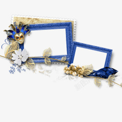 相框DIY蓝色漂亮花朵手账花卉相框高清图片