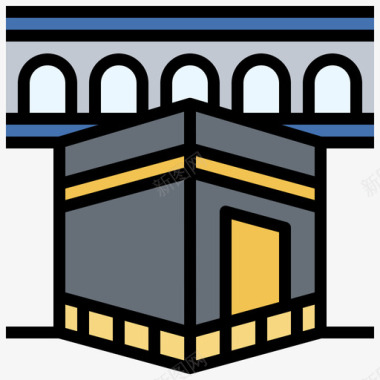 Kaaba斋月36线形颜色图标