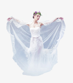 半透明抠图白色裙子欧美模特花环杂七杂八素材