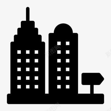 城市指南建筑物标志图标