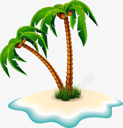 夏天沙滩椰子树透明免扣叶子素材