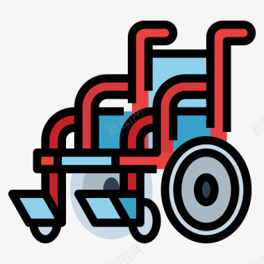 轮椅紧急17线性颜色图标