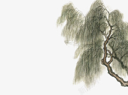 中国古风水墨柳树柳枝透明后期美化装饰设计46中国古素材