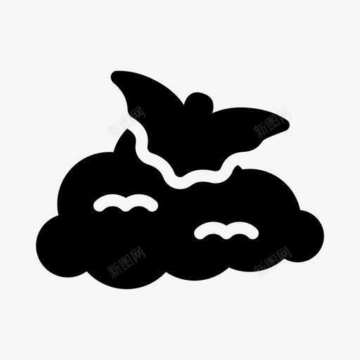 云蝙蝠动物万圣节svg_新图网 https://ixintu.com 蝙蝠 万圣节 动物 夜晚 线雕文