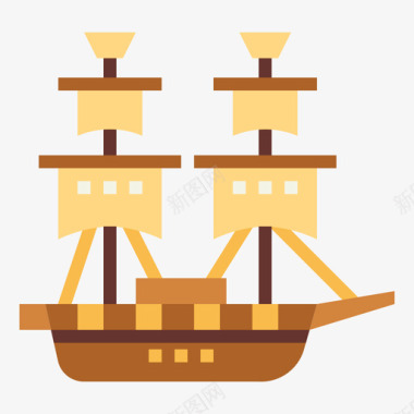 帆船7号船平底船图标