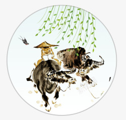 中国古风水墨柳树柳枝透明后期美化装饰设计42中国古素材
