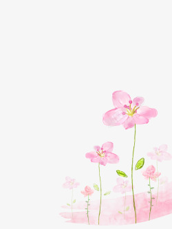 中国古风水墨花手绘水彩植物花卉装饰透明ps415中素材