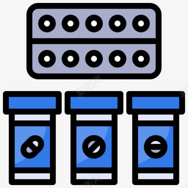 药品医疗物品19线性颜色图标