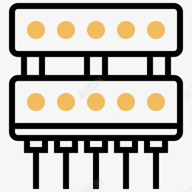 插座电子元件10黄色阴影图标