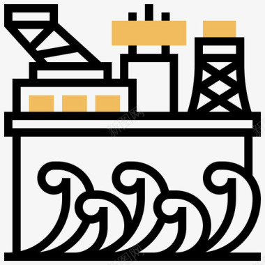石油平台石油工业23号黄影图标