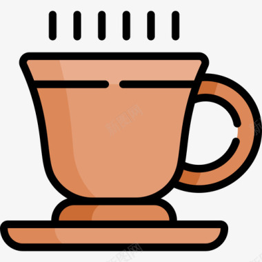 咖啡杯法国23线性颜色图标