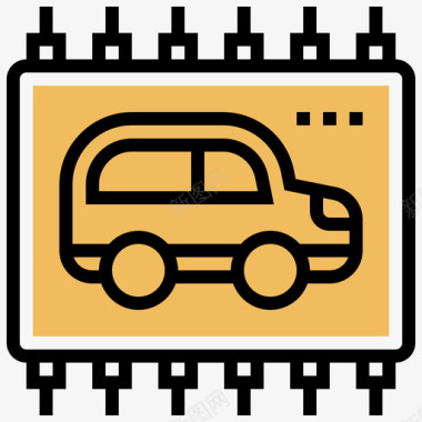 微芯片自动驾驶汽车2黄影图标
